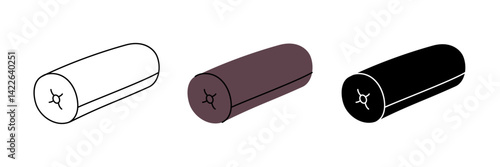 Bolster pillows icon set. Warm cozy pillows. Vector illustration.
