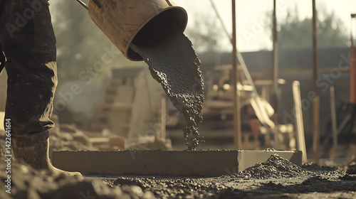 Concrete Pouring at Construction Site
