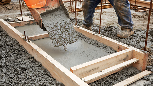 Concrete Being Poured into a Framed Structure
