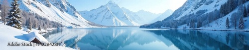 Wallpaper Mural Serene winter lake nestled between snow-capped peaks, reflecting crystalline sky , water, serene Torontodigital.ca