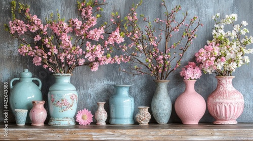 Serene Shabby Chic Decor with Blossoming Vases and Floral Arrangements for Inspiring DIY Home Styling