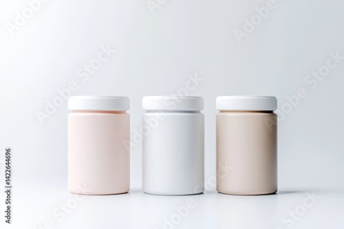 Wallpaper Mural Three blank pill bottles in pastel colors Torontodigital.ca