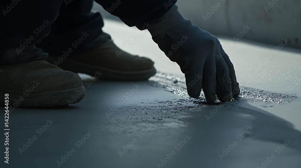 Worker Applying Material to a Surface