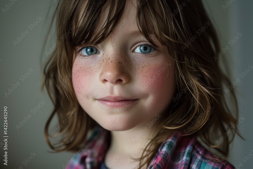 portrait of a beautiful little girl with freckles on her face portrait of a beautiful little girl with freckles on her face