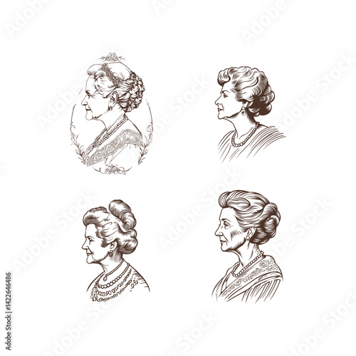 Grandmothers engraving vintage design vector template illustration