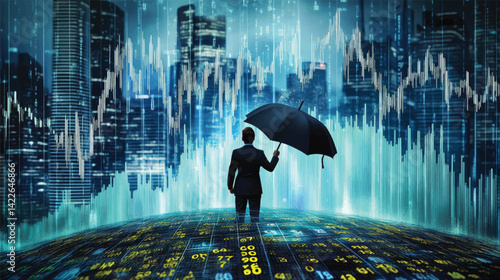  Financial Crisis Concept with Data and Rain.