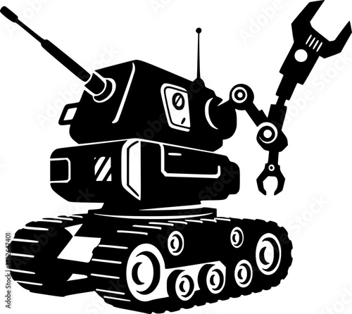Mars rover icon. Moon rover. Black silhouette. Side view. Vector