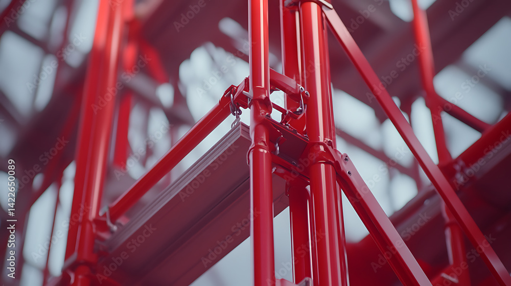 Red Metal Framework Structure