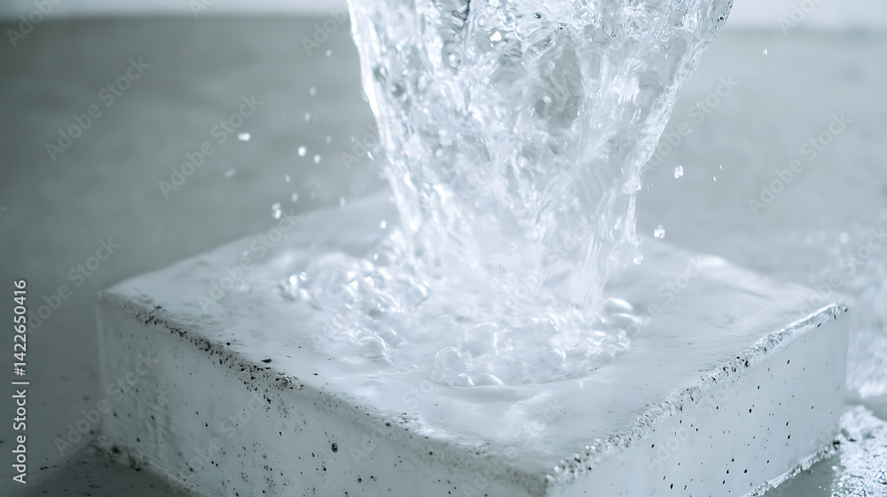 Water Splashing on Concrete Block