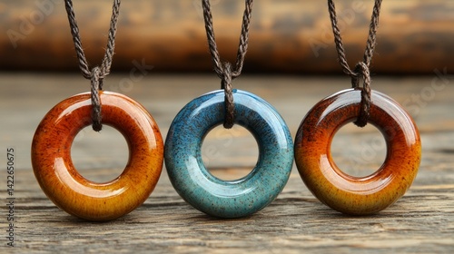 Handmade Ceramic Jewelry Pendants Displaying Realistic Colors and Finishes in Beautiful Photography