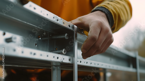 Obraz na płótnie Hand Assembling Metal Framework w salonie