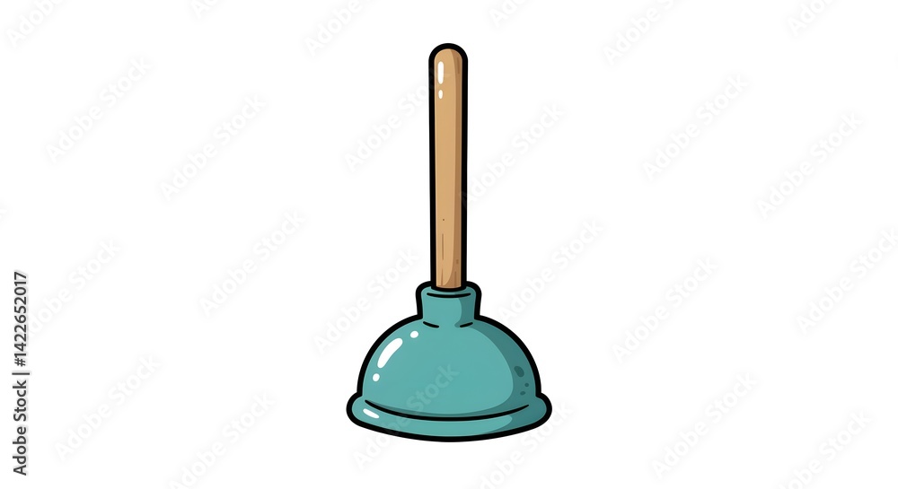 Cartoon Plunger Illustration on White Background Cartoon Plunger Illustration on White Background