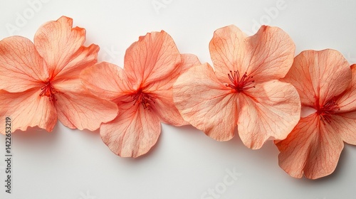 Realistic Hand-Sewn Floral Fabric Design Featuring Delicate Pink Flower Petals in High-Quality Photography