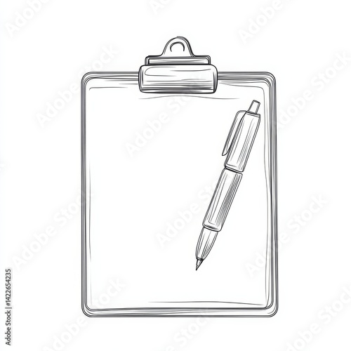 Obraz na płótnie one line drawing of isolated vector object - clipboard with pen w salonie