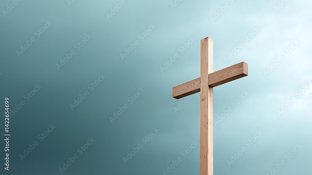 Weathered Wooden Cross Against a Stormy Sky Weathered Wooden Cross Against a Stormy Sky