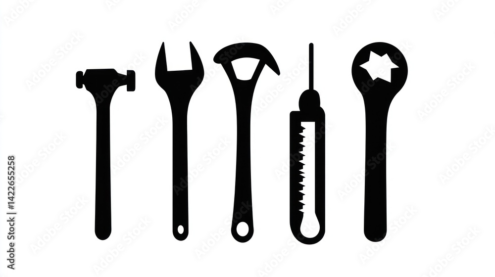 Black tools icons on white background, repair, workshop, website, design Black tools icons on white background, repair, workshop, website, design