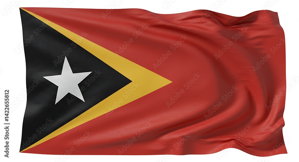 East Timor Flag: A Dynamic Red, Black, and Gold Wave East Timor Flag: A Dynamic Red, Black, and Gold Wave