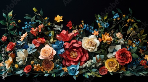 Realistic Floral Origami Arrangements in Vibrant Colors and Intricate Design for Stunning Photography Display