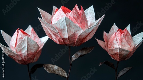 Realistic Floral Origami Arrangements Captured in High-Quality Photography with Gigapixel Detail