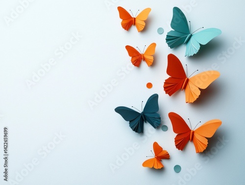 Realistic Origami Butterflies in Bright Colors for Home Decor and Photography Projects