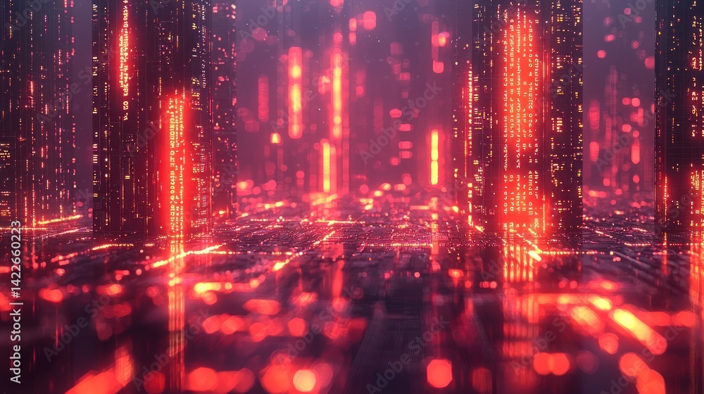 Cyberpunk Cityscape: Glowing Towers of Neon and Data Streams Cyberpunk Cityscape: Glowing Towers of Neon and Data Streams