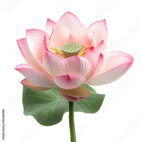 Pink Lotus Flower Blossom Isolated White Background
