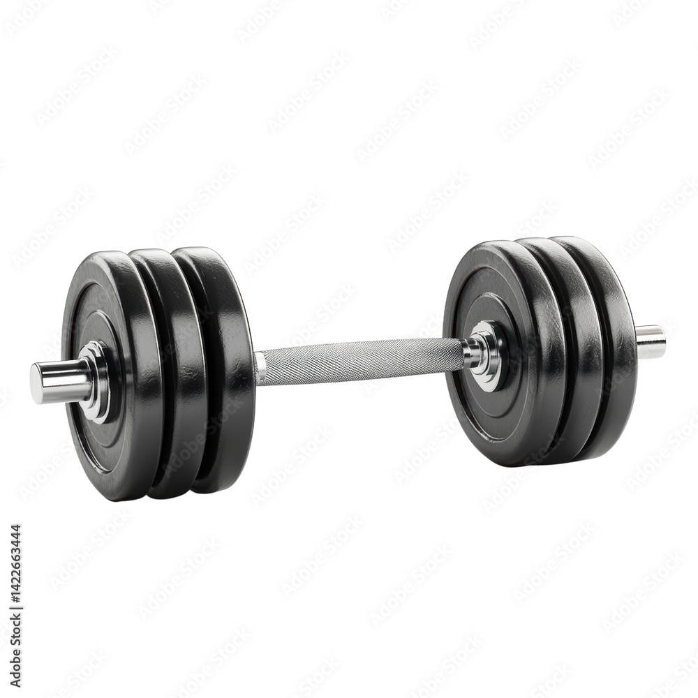 Fototapeta premium Black dumbbell on white isolate background