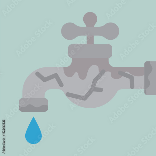 インフラアイコン：劣化・老朽化した水道