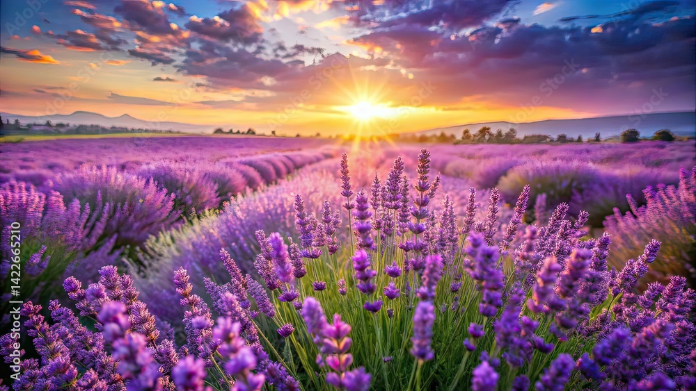 Obraz premium Lavender Field Drone Shot - Wellness & Relaxation