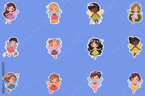 Funny cartoon vector set features smiling child, boy, woman, baby, and animal characters, including cat, dog, and rabbit icons in a comic design.
