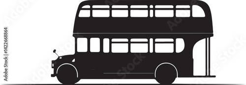Double Decker Bus Silhouette – Vintage London Transport Vector