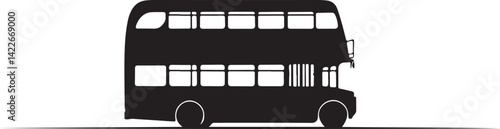 Double Decker Bus Silhouette – Vintage London Transport Vector