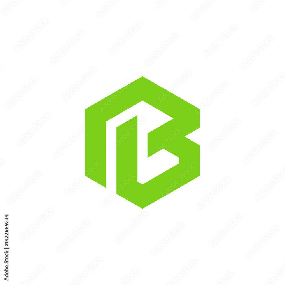 Bold LB Initial Logo with Isometric Geometry Bold LB Initial Logo with Isometric Geometry
