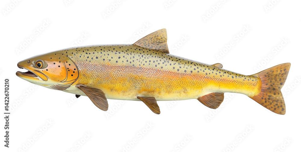 Rainbow trout, white isolate background Rainbow trout, white isolate background