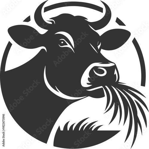 Schilderij op canvas Cow vector silhouette