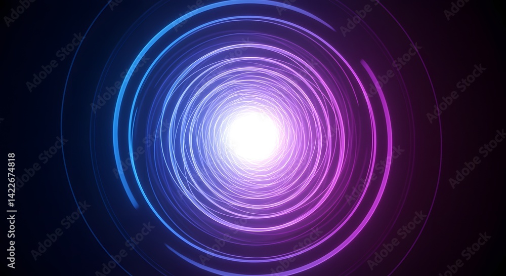 Abstract Swirling Neon Lights Tunnel: A Psychedelic Vortex of Purple and Blue Hues Abstract Swirling Neon Lights Tunnel: A Psychedelic Vortex of Purple and Blue Hues