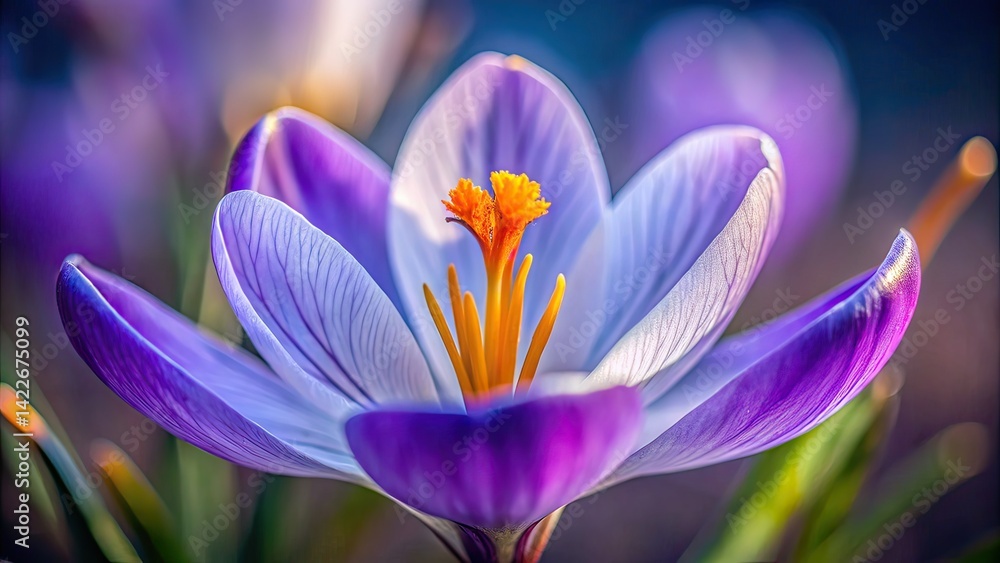 Fototapeta premium Macro Crocus Flower Closeup, Spring Bloom, Botanical Photography