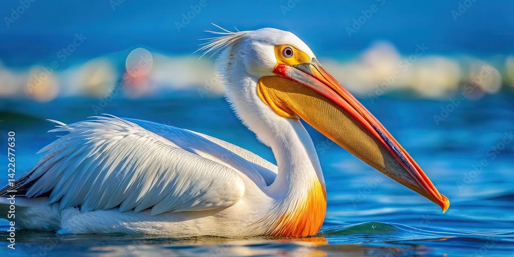 Fototapeta premium Majestic Pelican with Catch - Ocean Landscape AI Art
