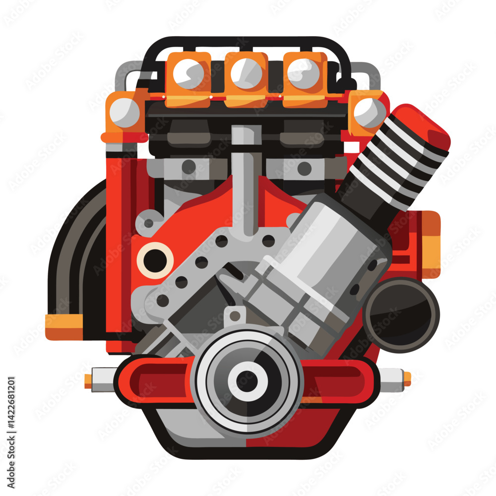 Fototapeta premium Car engine shilhotee vector isolated on white background
