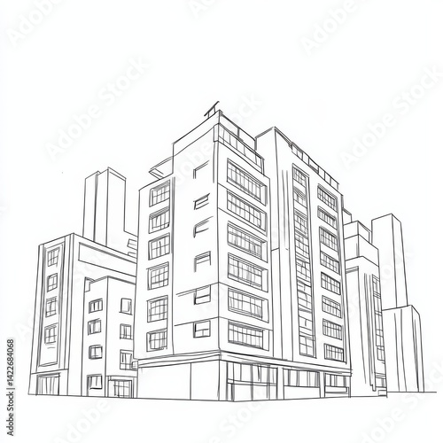 Obraz na płótnie Single continuous line art city building construction. Architecture house urban apartment cityscape landscape concept design one sketch outline drawing vector illustratio w salonie