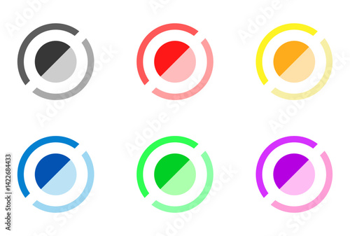 A set of colorful circle bullet points.