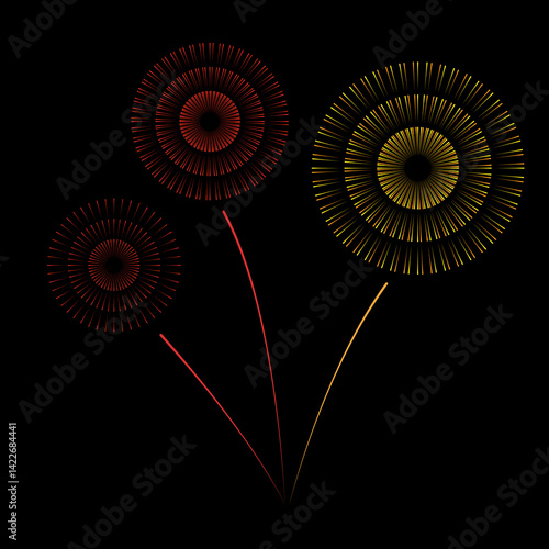 Vector illustration of colorful fireworks.
