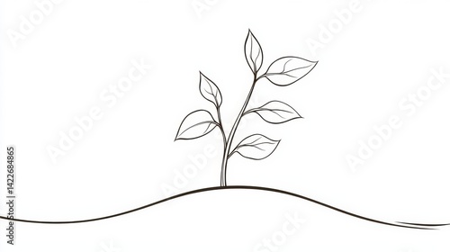 Single continuous line art sprout growth isolated on white background. Vector illustration 
