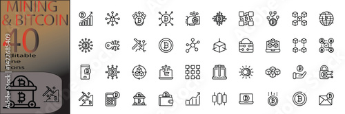 bitcoin & mining icon set cannot be edited already expanded and merged