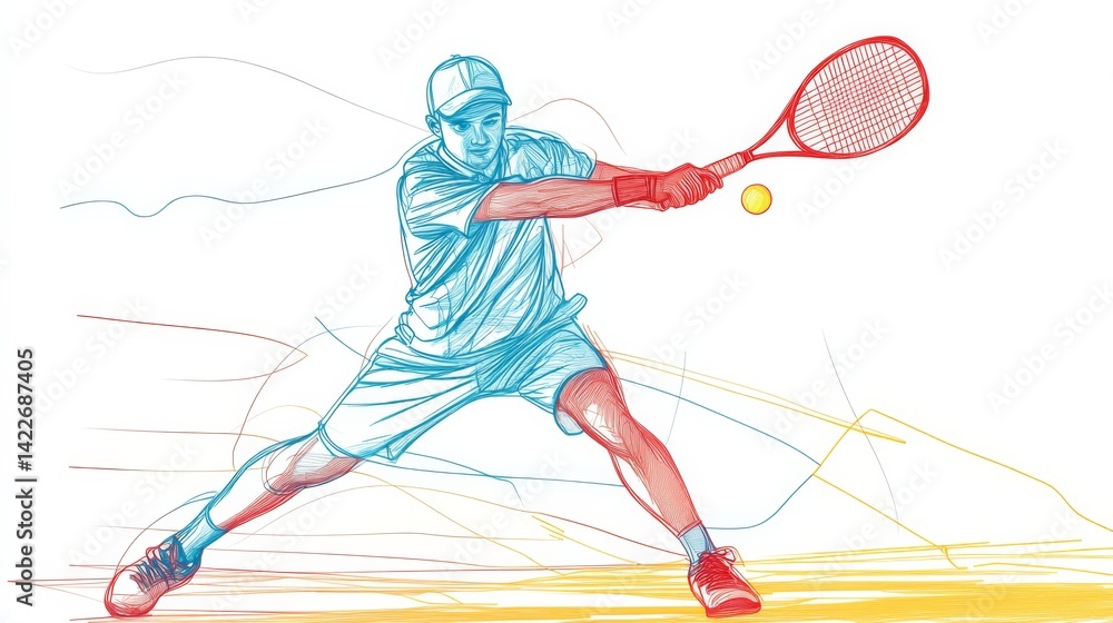 Single continuous line drawing of young agile tennis player hit the ball from opponent. Sport exercise concept.