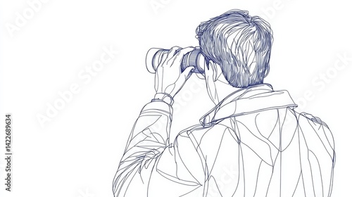 Obraz na płótnie Single continuous line drawing young businessman looking through binoculars searching for job. Find all opportunities in the world of suitable jobs. One line draw graphic design vector illustration w salonie