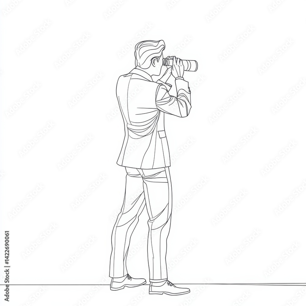 Single continuous line drawing young businessman looking through binoculars searching for job. Find all opportunities in the world of suitable jobs. One line draw graphic design vector illustration