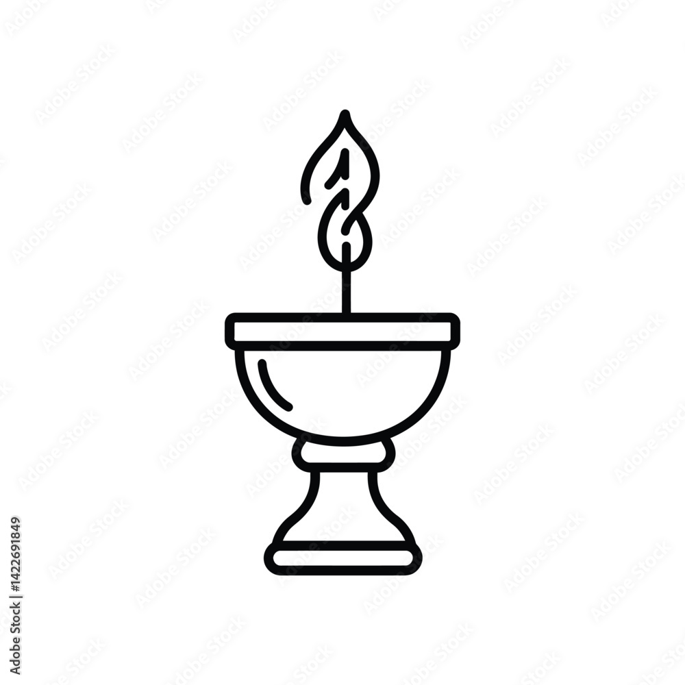 Chalice Icon, Minimalist Line Art with Flame, Symbol on Transparent Background Chalice Icon, Minimalist Line Art with Flame, Symbol on Transparent Background