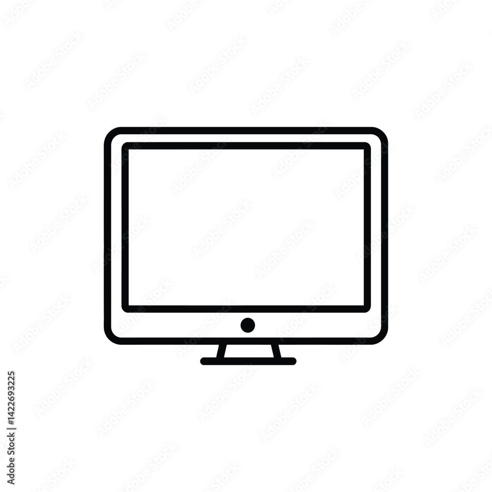 Computer Screen Outline Icon Monitor with Transparent Background in Minimal Style Computer Screen Outline Icon Monitor with Transparent Background in Minimal Style
