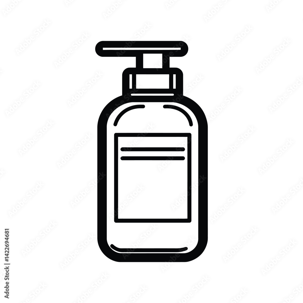 Dispenser Bottle Icon Simple, Black Outline Liquid Container On Transparent Background Dispenser Bottle Icon Simple, Black Outline Liquid Container On Transparent Background